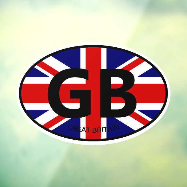 Oval British Union Jack flag country code car Window Cling (Sheet 3)
