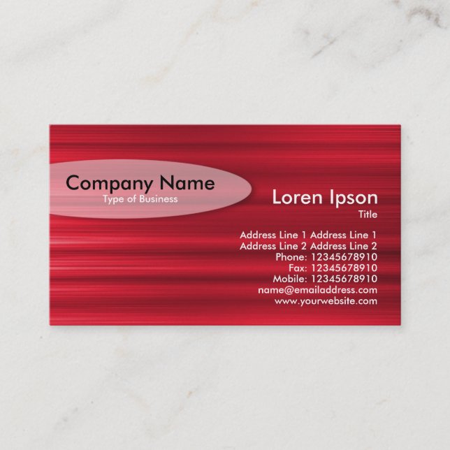 Oval - Brushed Red Business Card (Front)