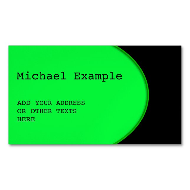 OVAL BUTTON - neon green + your text & ideas Magnetic Business Card (Front)