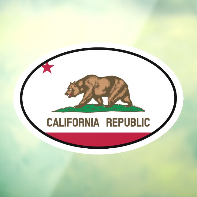 Oval California Republic state flag window cling (Sheet 3)