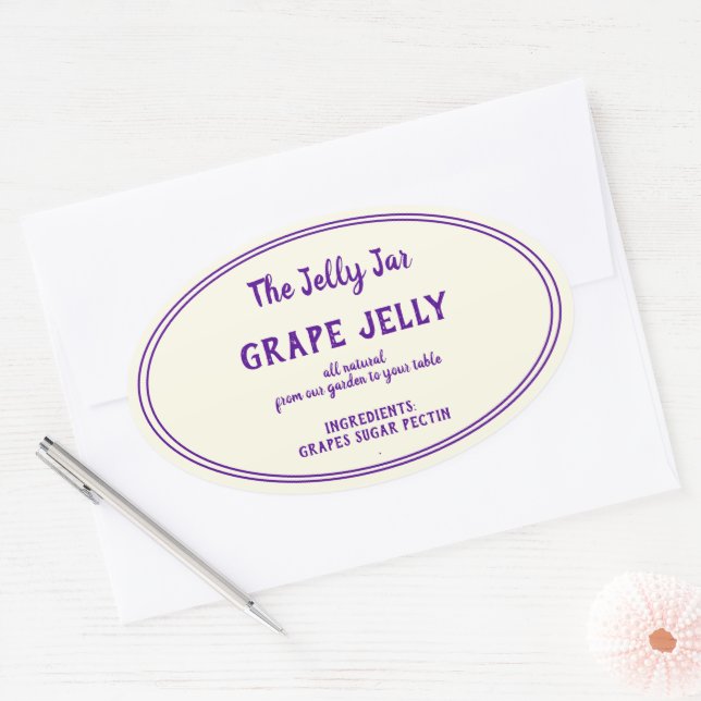 Oval Canned Grape Jelly Your Company Name Label (Envelope)