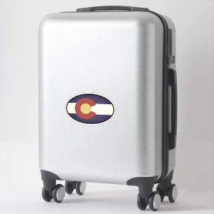 Oval Colorado state flag sticker for suitcase