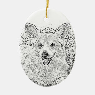 Oval Corgi Christmas Ornament