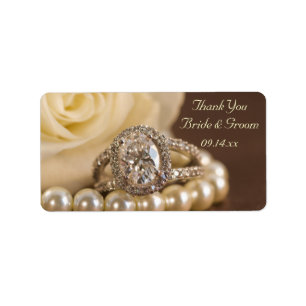 Oval Diamond Ring Rose Wedding Thank You Favour Label