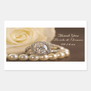 Oval Diamond Ring Rose Wedding Thank You Favour Ta Sticker