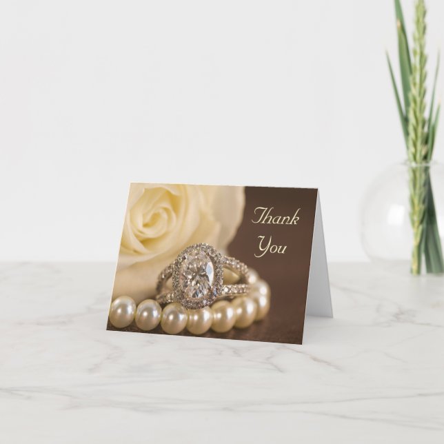 Oval Diamond Ring Wedding Thank You (Front)