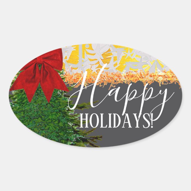 OVAL FESTIVE HOLIDAY Sticker (Devant)