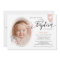 Oval Floral Photo Rose Gold Banner Baptism Invite