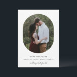 Oval frame save the date<br><div class="desc">Save the date photo card featuring a single photo and modern type. Photo credit to unsplash.com</div>