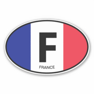Oval French flag country code vinyl car sticker