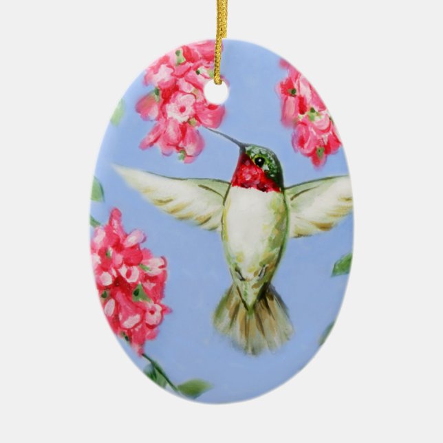 Oval Hummingbird Ornament (Front)