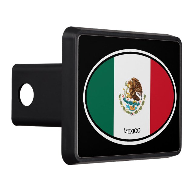 Oval Mexico flag design custom car tow hitch cover (Right)