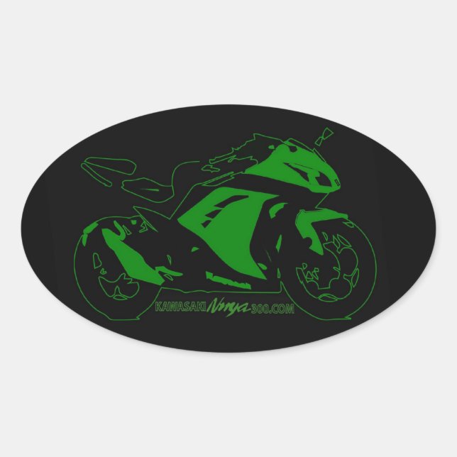 Oval motorcycle forum sticker Green and black (Front)