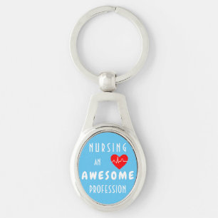 Oval Nursing An Awesome Profession Metal Keychain