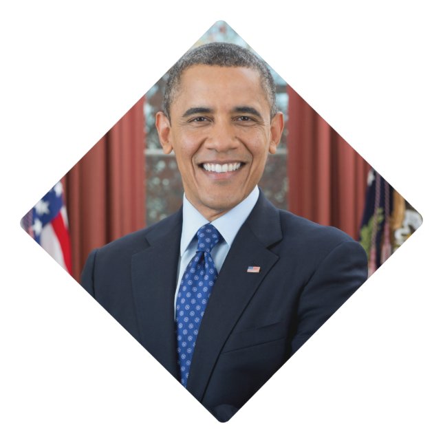 Oval Office Portrait, Obama Barack US President Graduation Cap Topper (Front)