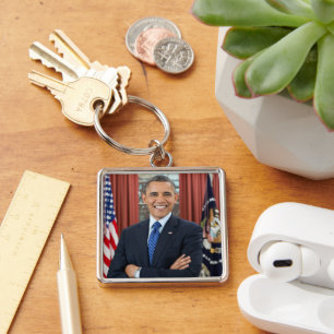 Oval Office Portrait, Obama Barack US President Keychain