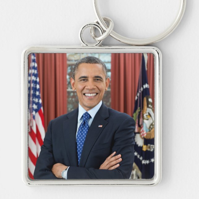 Oval Office Portrait, Obama Barack US President Keychain (Front)