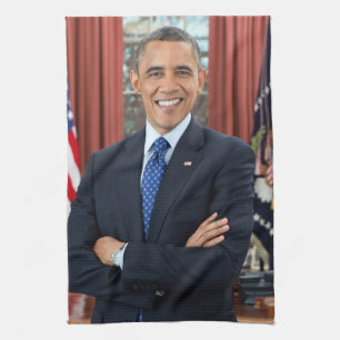 Oval Office Portrait, Obama Barack US President Kitchen Towel