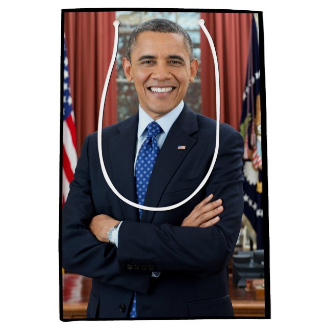 Oval Office Portrait, Obama Barack US President Medium Gift Bag (Front)