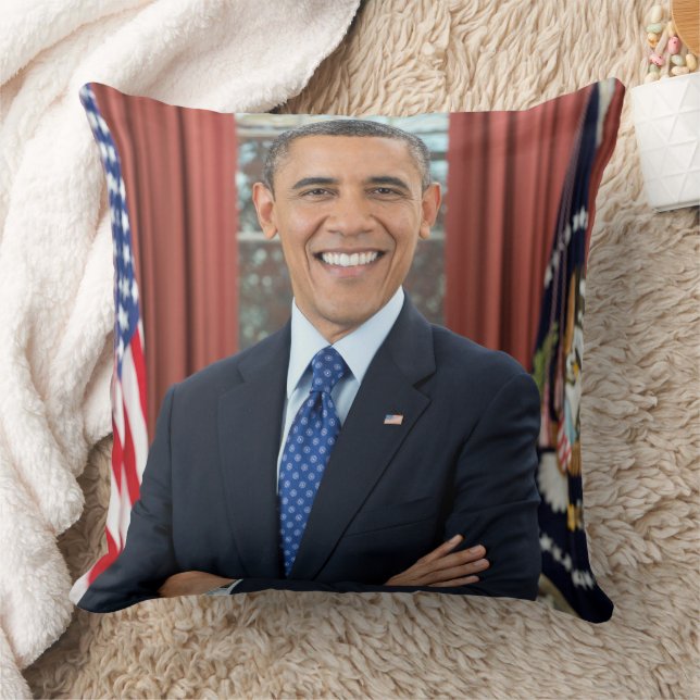 Oval Office Portrait, Obama Barack US President Throw Pillow (Blanket)