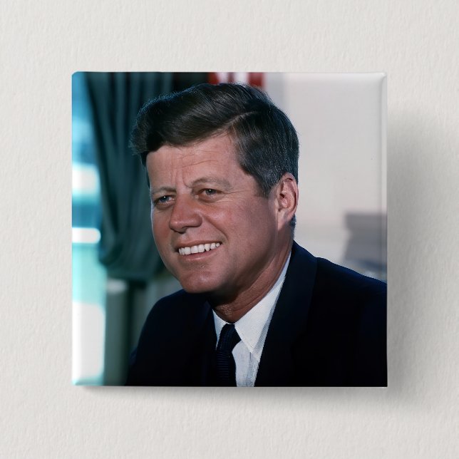 Oval Office Portrait President John F. Kennedy 2 Inch Square Button (Front)