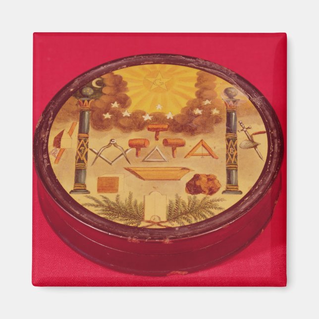 Oval painted box, with symbols of Freemasonry Magnet (Front)