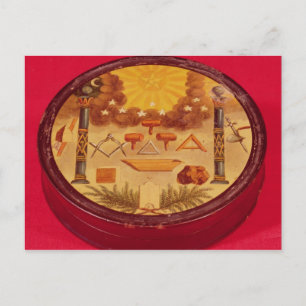 Oval painted box, with symbols of Freemasonry Postcard