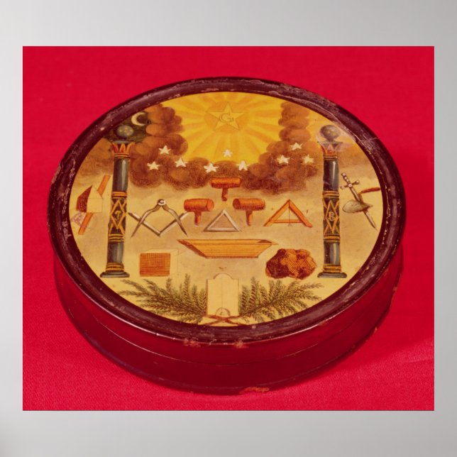 Oval painted box, with symbols of Freemasonry Poster (Front)