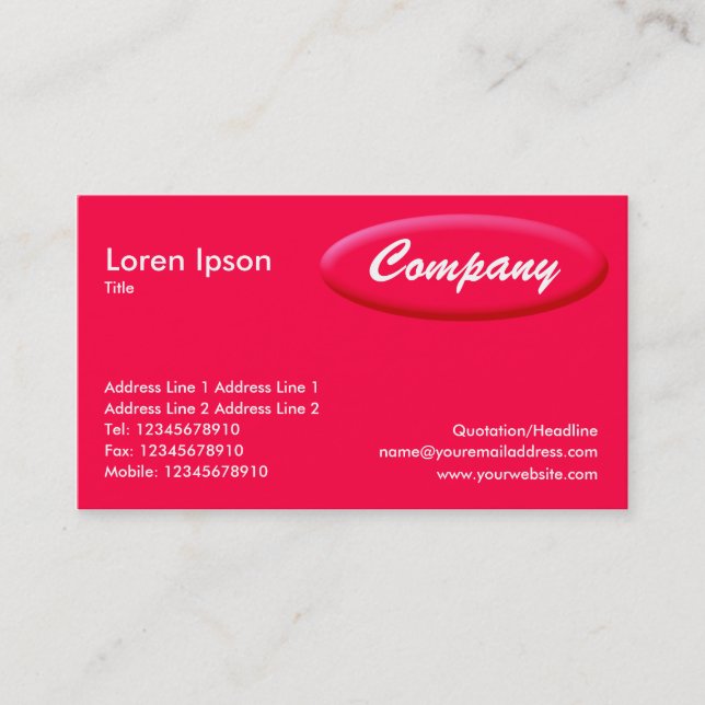 Oval Panel - Crimsom Business Card (Front)