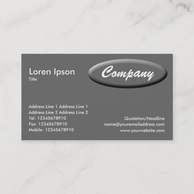 Oval Panel - Grey Business Card (Front)