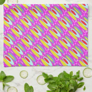 Oval pattern art in mixed colours bright modern kitchen towel
