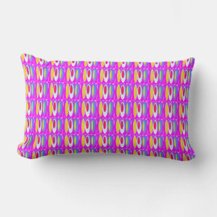 Oval pattern art in mixed colours bright modern lumbar pillow
