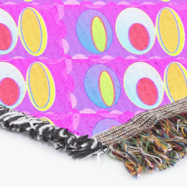 Oval pattern art in mixed colours bright modern    throw blanket (Corner)