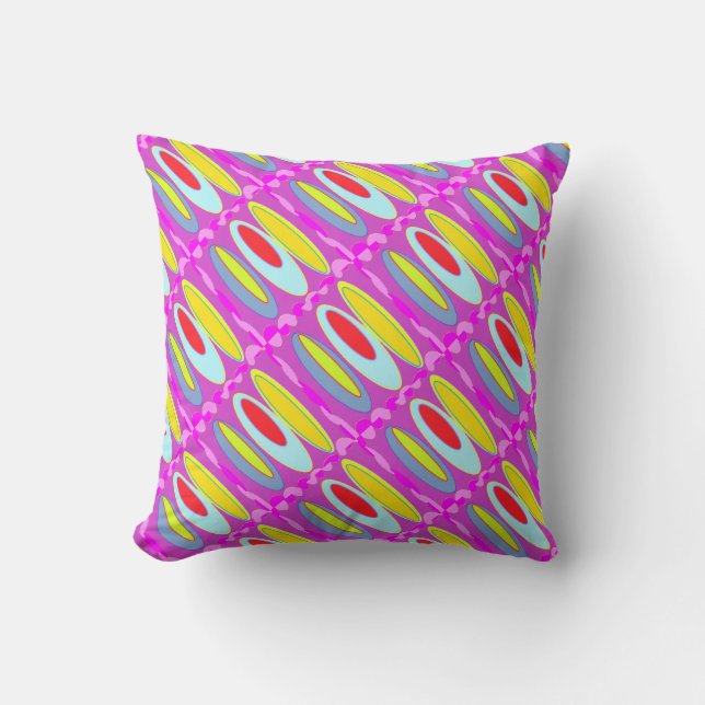 Oval pattern art in mixed colours bright modern    throw pillow (Front)