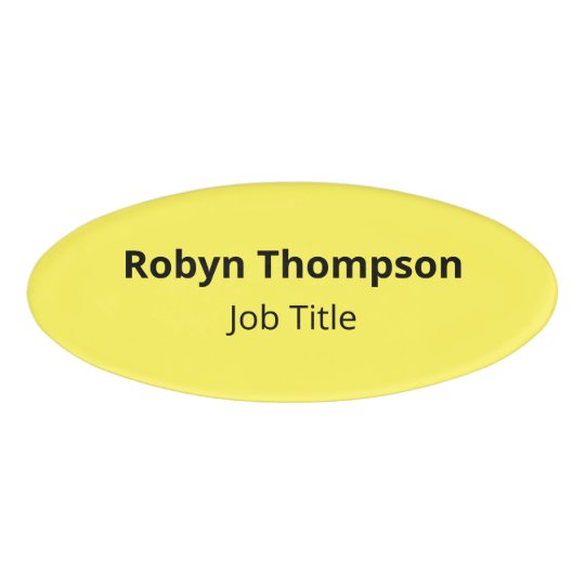 Oval Personalized Yellow Name Tag Acrylic Zazzle.ca