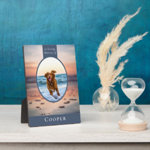 Oval Photo Beach Dog Memorial Keepsake Plaque