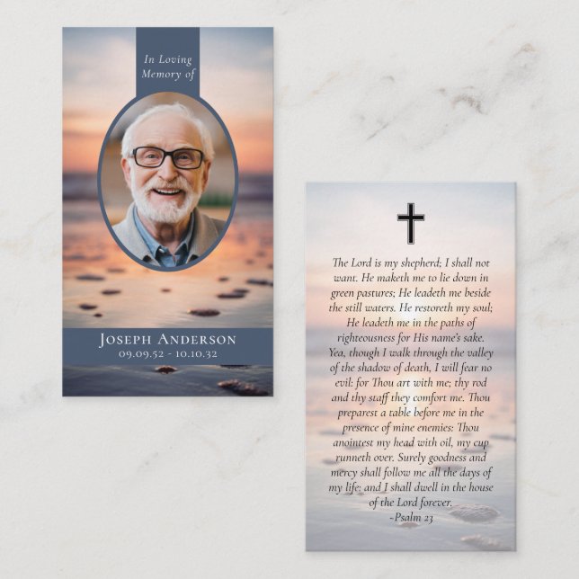 Oval Photo Ocean Memorial Prayer Card (Front/Back)