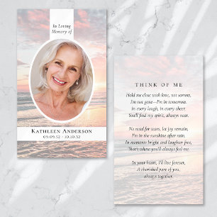 Oval Photo Ocean Sunset Memorial Prayer Card
