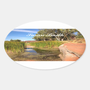 Oval photo sticker with name - Australian outback
