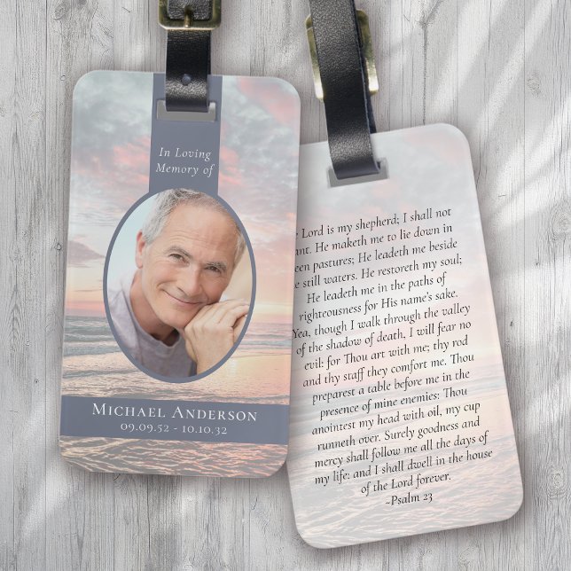 Oval Photo Sunset Ocean Memorial  Luggage Tag (Creator Uploaded)
