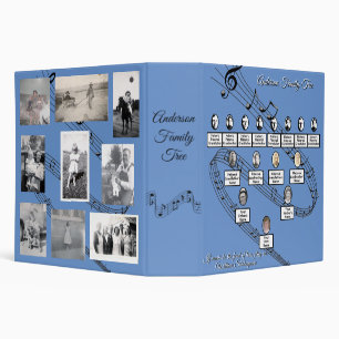Oval Photos Family Tree Musical Staff Blue  Binder