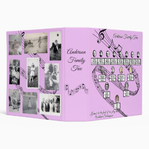 Oval Photos Family Tree Musical Staff Lavender  Binder
