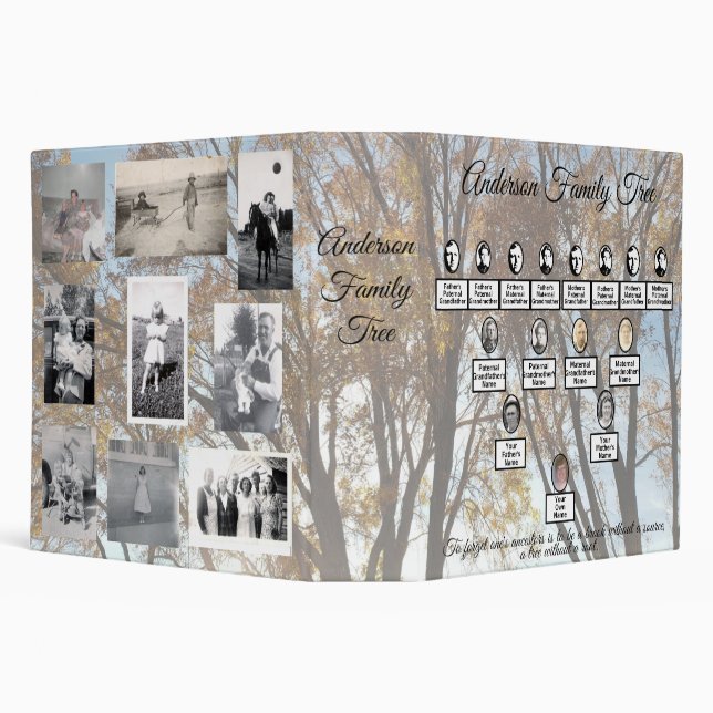 Oval Photos Family Tree Muted Golden Autumn Trees  Binder (Background)