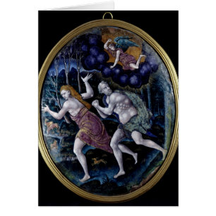 Oval plaque depicting Adam and Eve