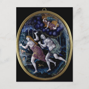 Oval plaque depicting Adam and Eve Postcard