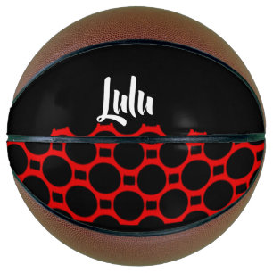 Oval shapes red black basketball