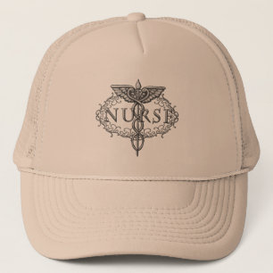 Oval Silver Caduceus Nurse Hat