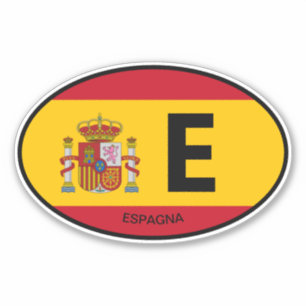 Oval Spain flag country code vinyl car sticker