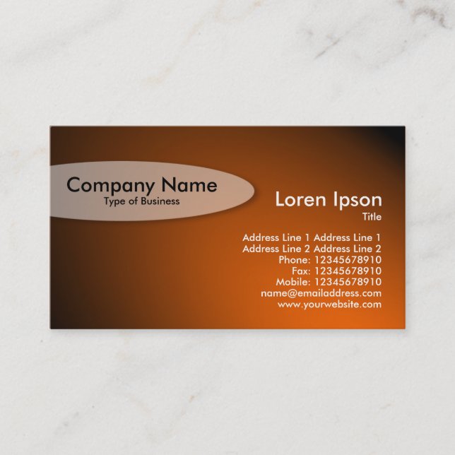 Oval - Spotlit Orange Business Card (Front)