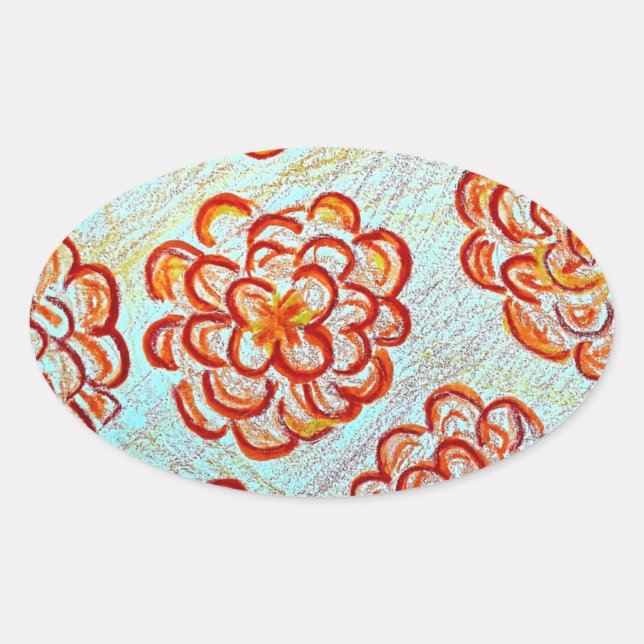 Oval Stickers Marigolds, (Front)